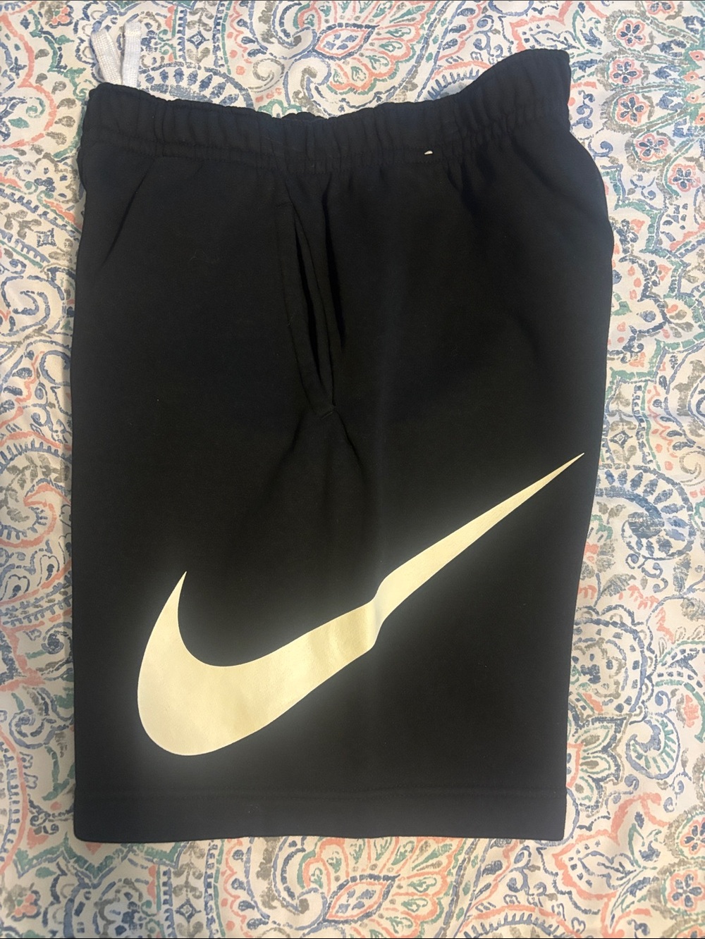 Nike Black Shorts with Cream Swoosh Accent